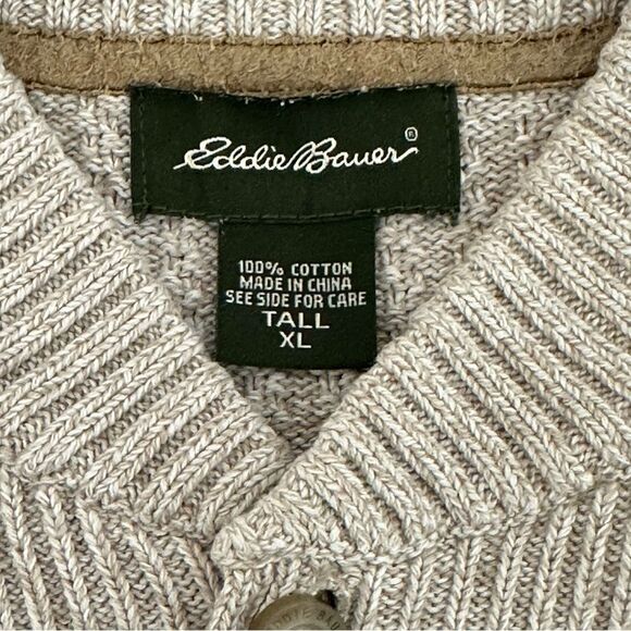 Eddie Bauer Y2K 100% Cotton Beige Sweater Size XL TALL - Picture 5 of 12